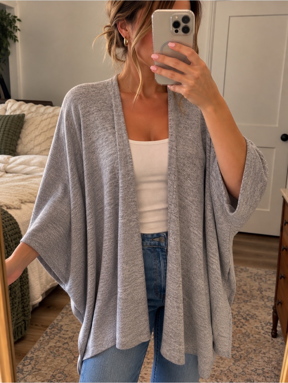 Convertible Grey Scarf Cardigan Wrap Shawl One Size Multiway